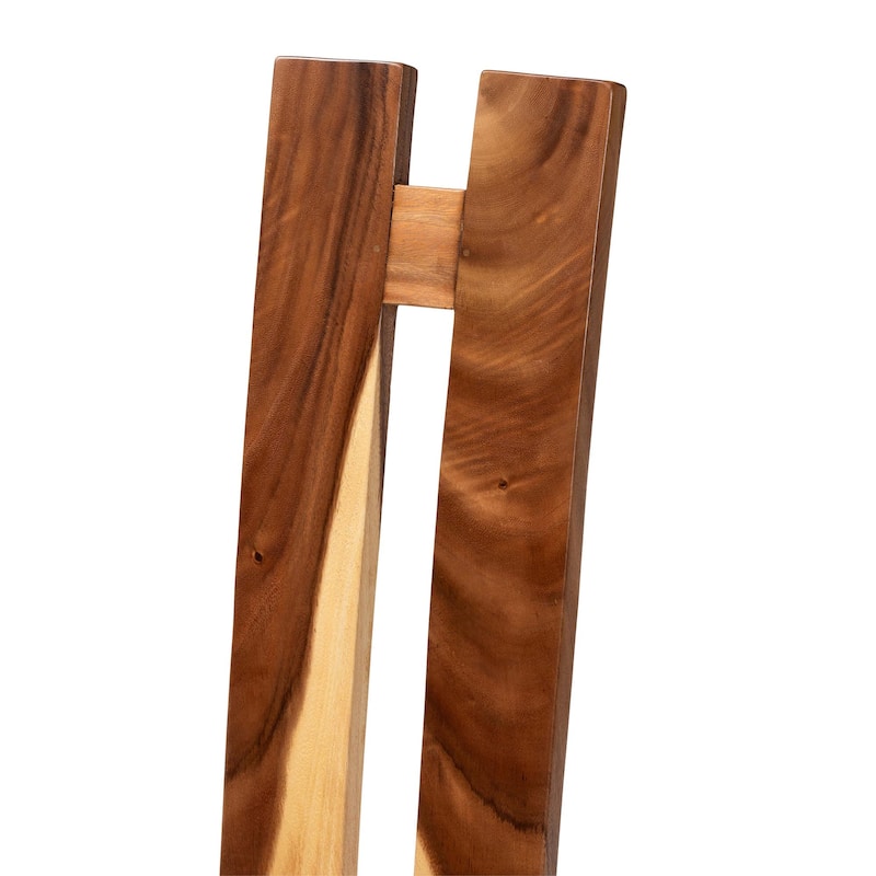 Lin Suar Wood Dining Chair Set of 2 - Handcrafted Solid Wood Chair with Natural Grain Pattern, Rustic Modern Accent Seating