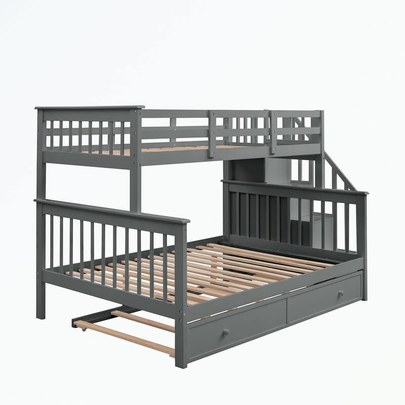 Stairway Twin-Over-Full Bunk Bed with Twin size Trundle