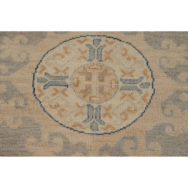 Hand Knotted Oriental 100% Wool Carpet Transitional Geometric Navy Blue & Blues Oushak Area Rug - 12' 0'' X 9' 2''