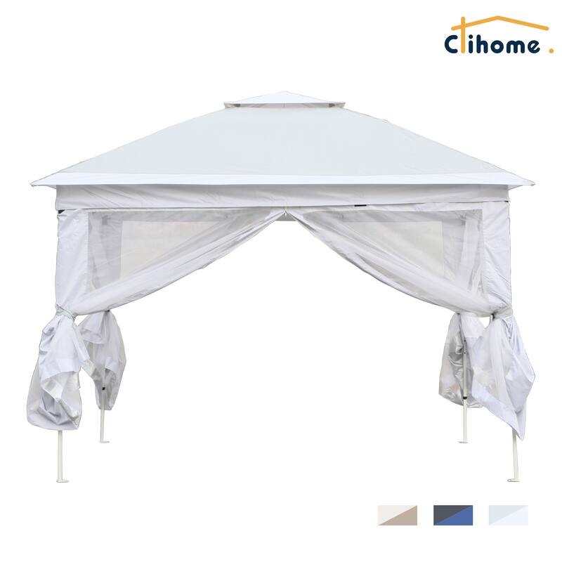 10.8 ft x 10.8 ft Outdoor Patio Metal Frame 2 Tier Vented Pop-Up Canopy Tent Portable Canopy