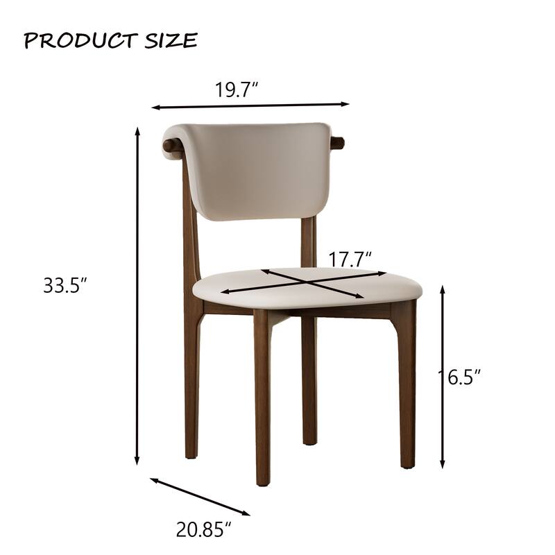 Modern Not Assembled Need Faux Leather Dining chairs, Beige, Solid Wood legs, Mid Century Kitchen Chairs for Diningroom