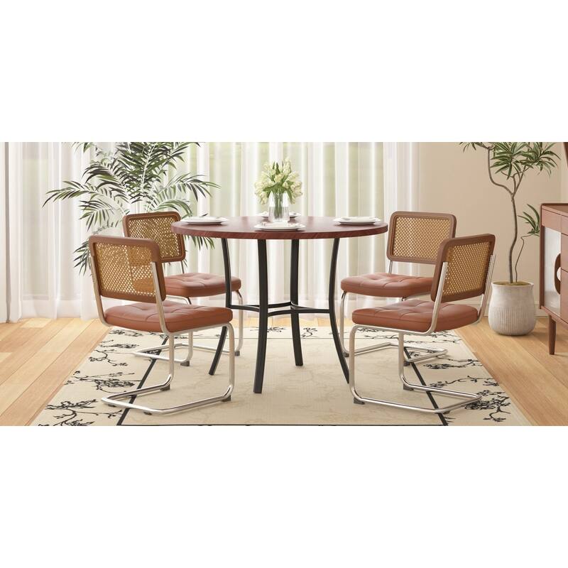 VECELO 36 Inch Round Dining Table for 4 with 400lbs Capacity Sturdy Curved Legs for Kitchen & Dining Room