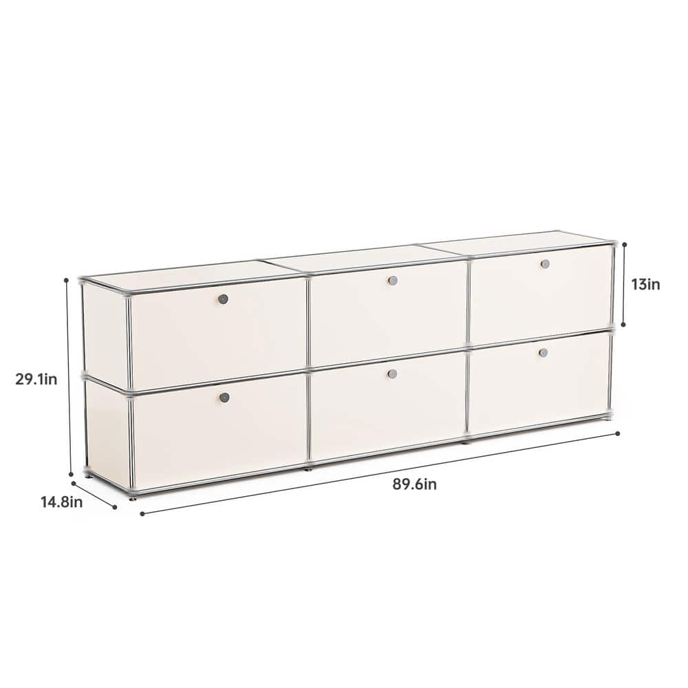 TV Stand Storage File Cabinet Organizer with Stainless Metal