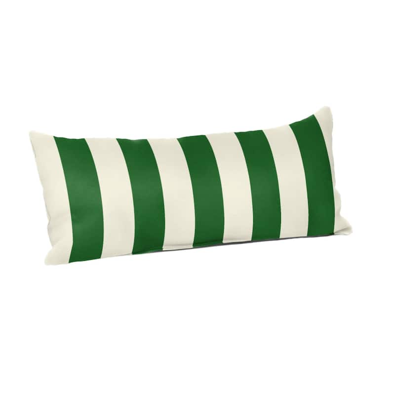 Sunbrella Stripe Fabric 1-Piece Indoor/Outdoor Lumbar Pillow, 22"W x 9"L, Maxim Classic - 22"W x 9"L - Maxim Forest Green