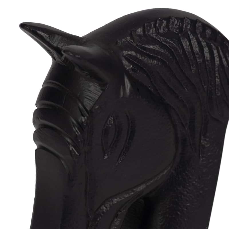 Sagebrook Home Bookends Metal & Marble Sculpted Horse Head Design 3x3x7" Black/White Modern Decor Black White Marble
