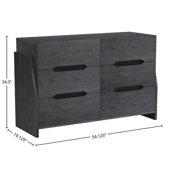 dimension image slide 0 of 2, Darby Solid Wood 6-Drawer Dresser