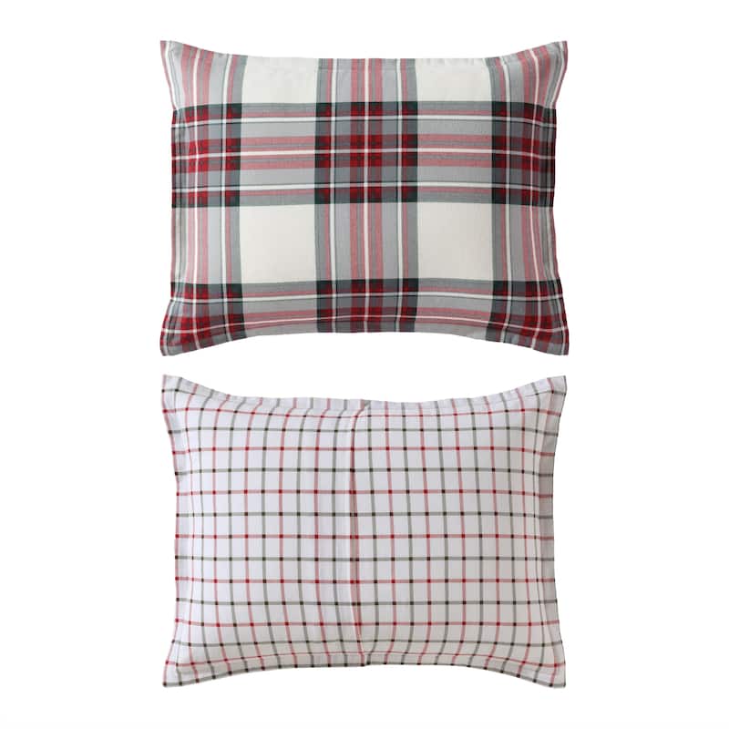 Eddie Bauer Serendipity Plaid Cotton Flannel Red Comforter Set