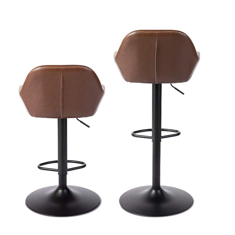 Glitzhome Mid-Century Height Adjustable Faux Leather Swivel Counter Bar Stools