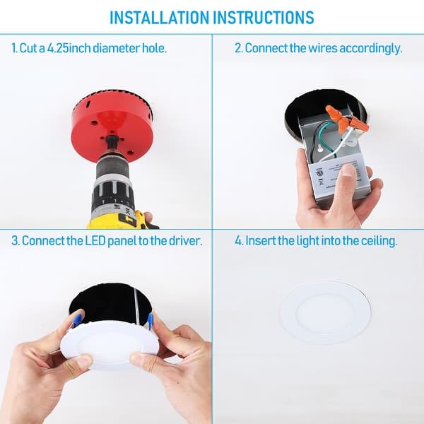 10W 4 Inch LED Recessed Lighting with Junction Box, 3000K Warm White