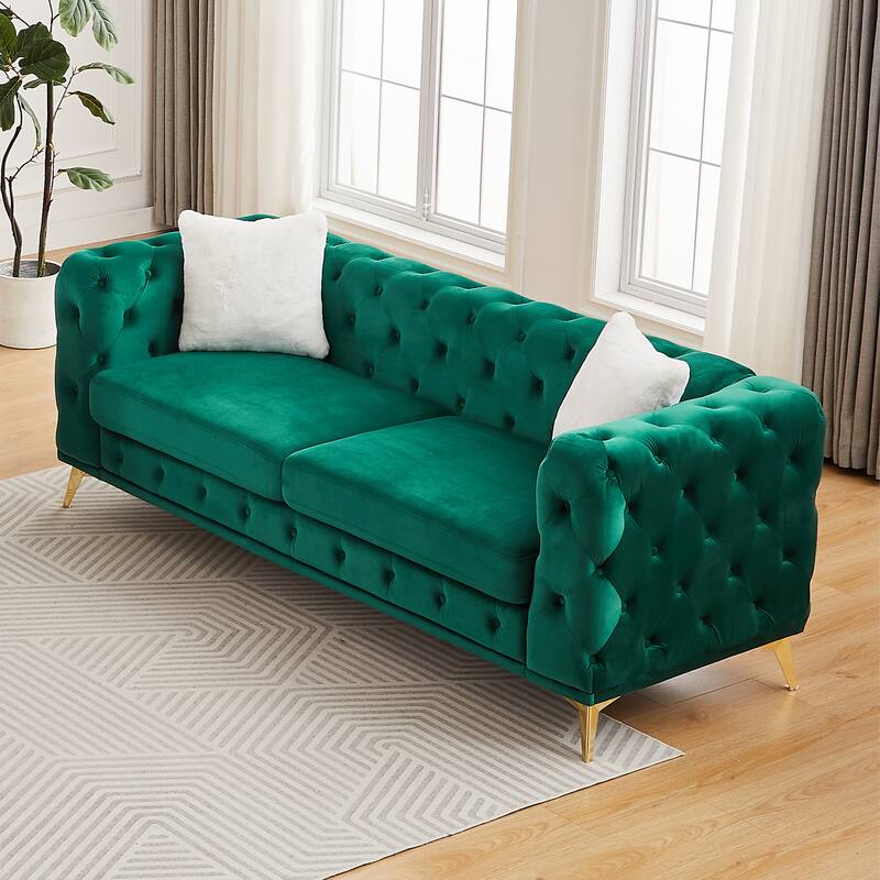 Modern Luxury Velvet Sofa with Chesterfield Quilted Button Accents