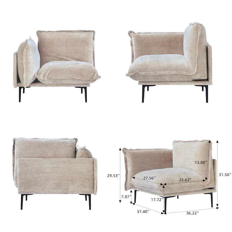 111.02'' Down Filled Modular Sectional Sofa Chenille Fabric Upholstery 3-seats Couch