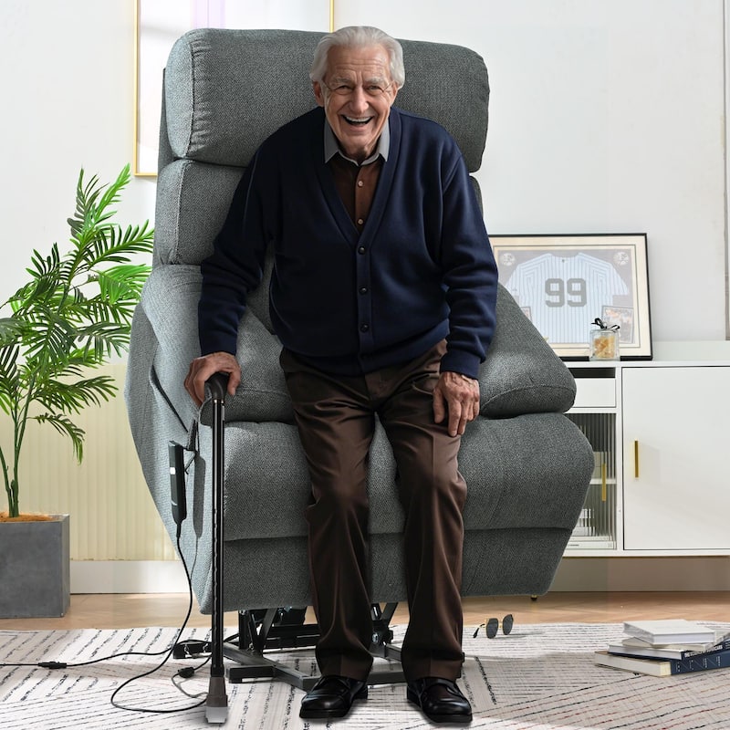 Oversized Power Lift Recliner Chair For Elderly,Reclining Sofa Chair With Remote Control,Side Pocket,Spacious Seat