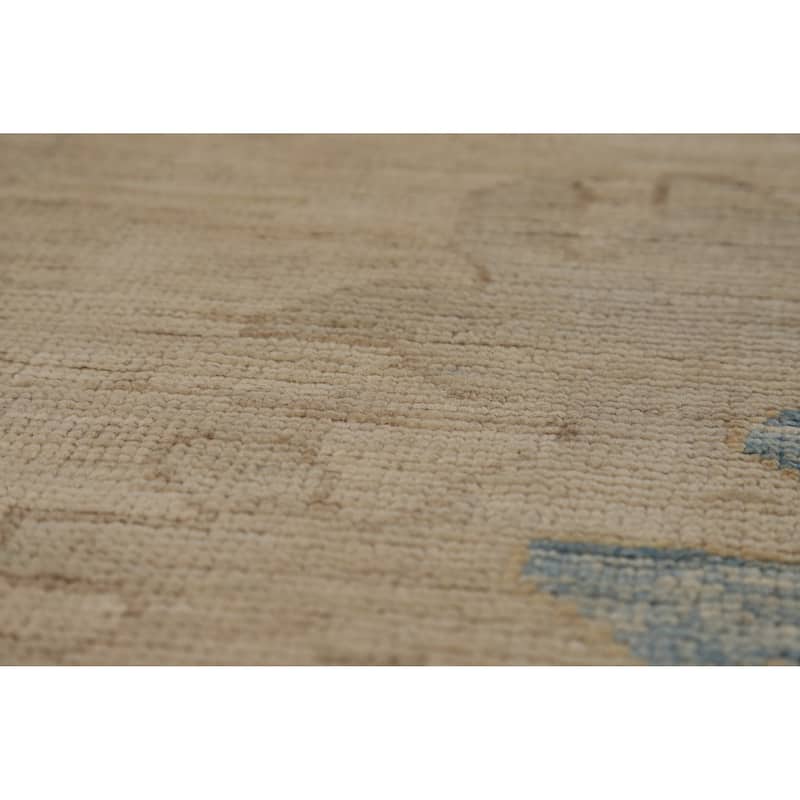Hand Knotted Oriental 100% Wool Carpet Transitional All-Over Beige & Ivories Oushak Area Rug - 12' 0'' X 9' 0''