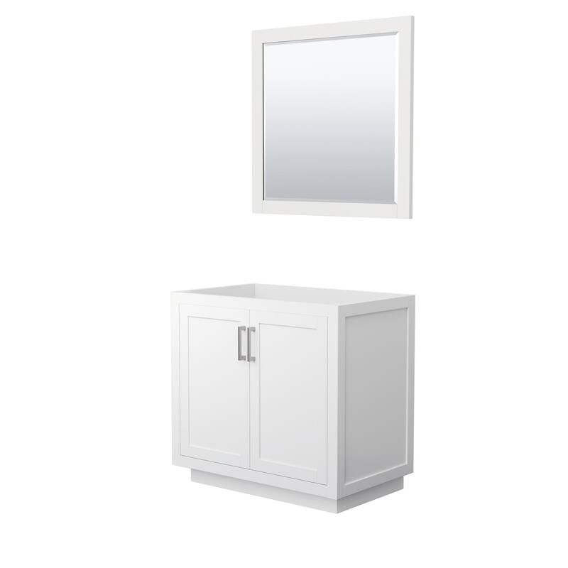 Wyndham Collection Miranda 36" Single Free Standing Vanity Cabinet - - White / Brushed Nickel Hardware