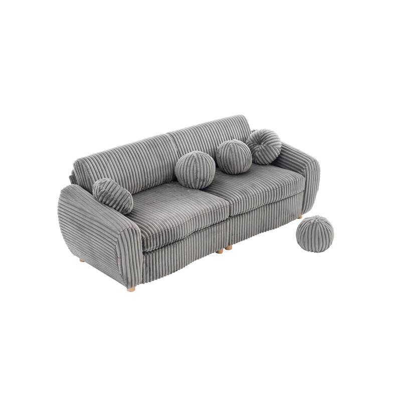 84.4" Corduroy 3-Seater Sofa with Wood Frame & Soft Cushions