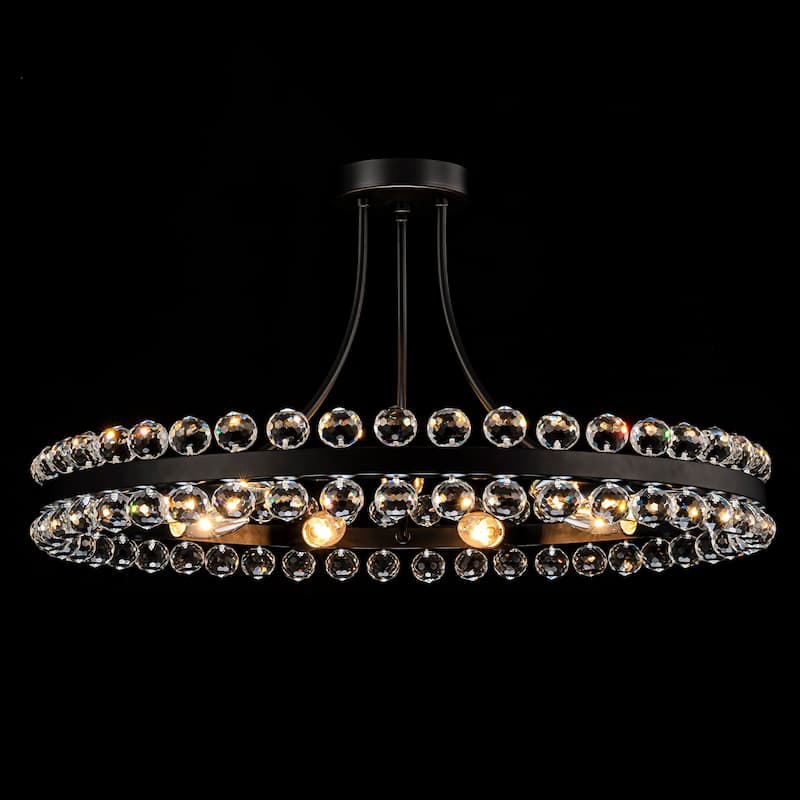 Starsky 4/9-light Modern Crystal Ceiling Light Round Semi Flush Mount