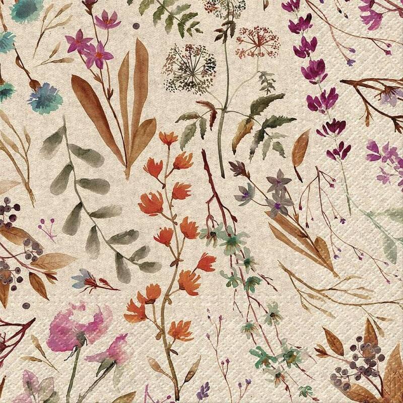 Set Of 20 Luncheon We Care Dried Floral Bouquet Napkins