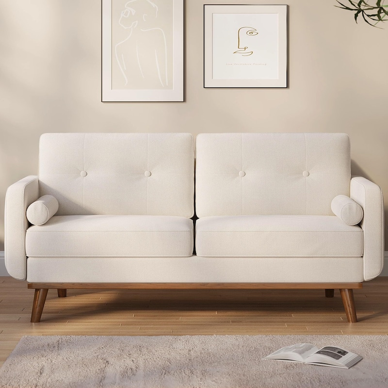 65" Loveseat Sofa, Mid Century Modern Couch Comfy Love Seat Couches for Living Room
