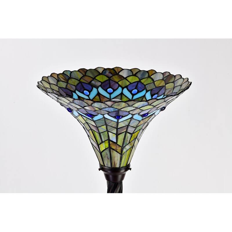 Tiffany-style Peacock Torchiere