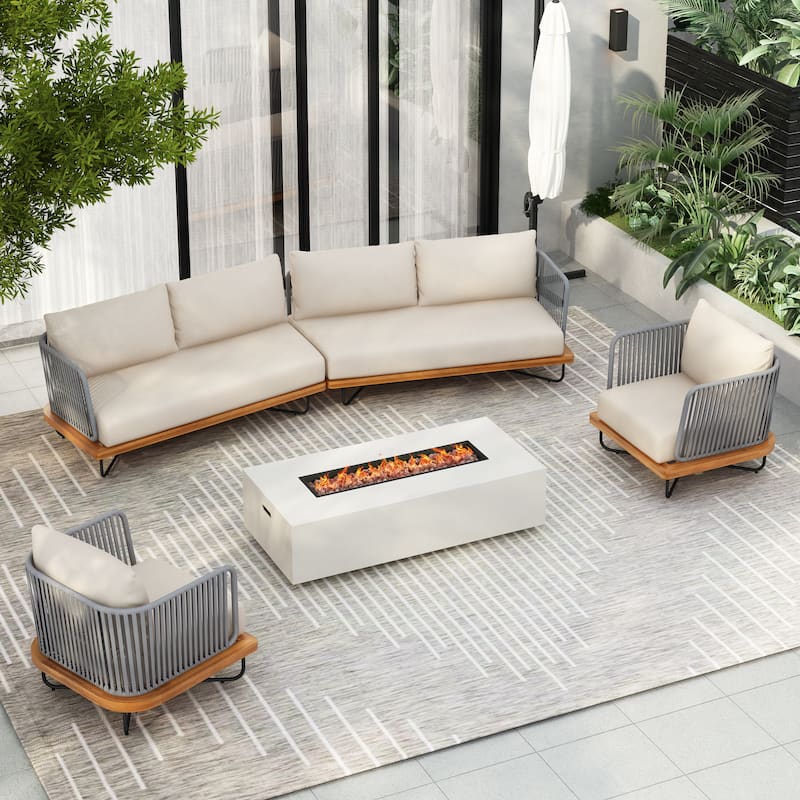 Christopher Knight Home - Evelyn Parker Elegant Lucca Outdoor Acacia Wood Sofa Set