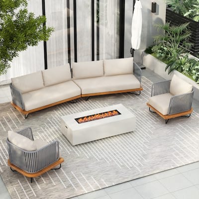 Christopher Knight Home - Evelyn Parker Elegant Lucca Outdoor Acacia Wood Sofa Set