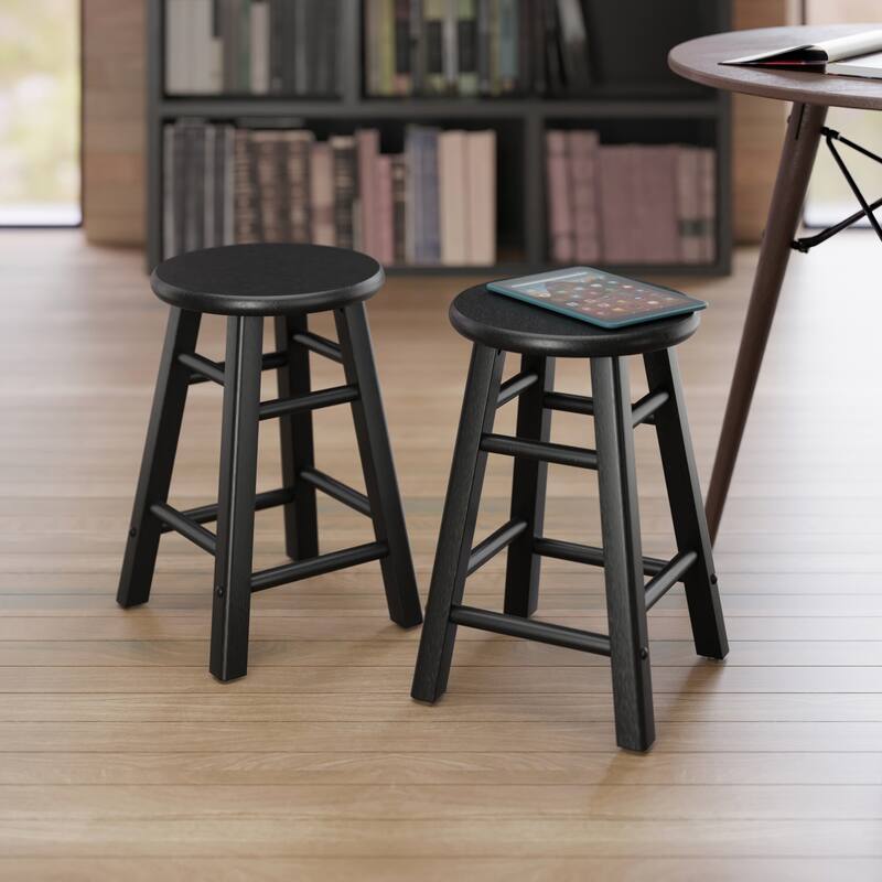 Element 2-Pc Square Legs Dining Stool Set, Black Finish - N/A