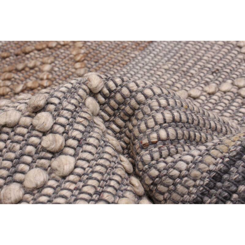ECARPETGALLERY Braid weave Sienna Grey Wool Rug - 6'1 x 8'10