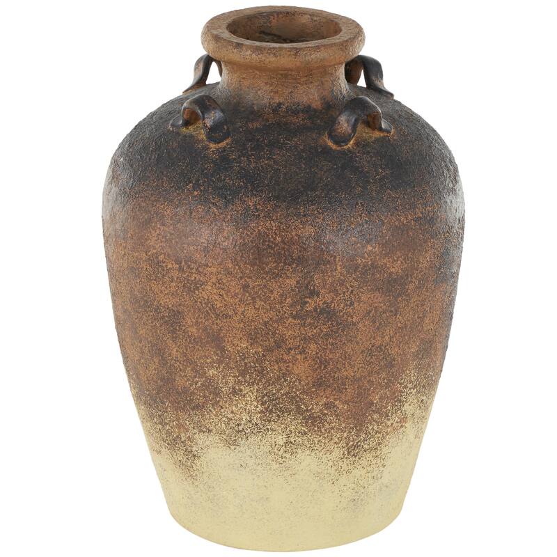 Magnesium Oxide Textured Ombre Antique Amphora Decorative Vase - Copper - Roche River Decor - Copper - 14"W, 20"H