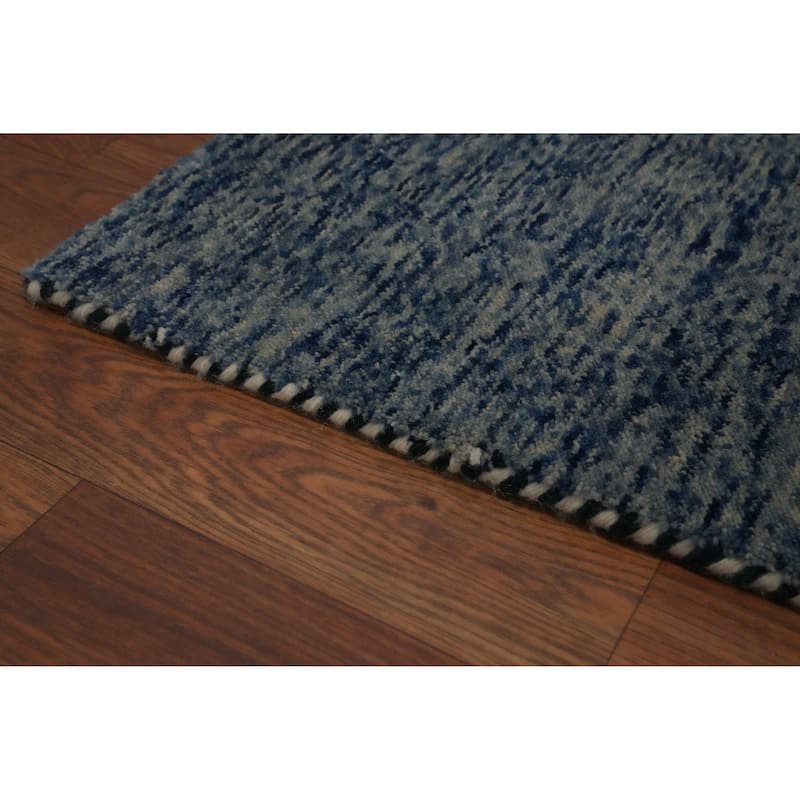 Hand Knotted Oriental 100% Wool Carpet Tribal Animal Pictorial Navy Blue & Blues Gabbeh Area Rug - 11' 9'' X 8' 11''