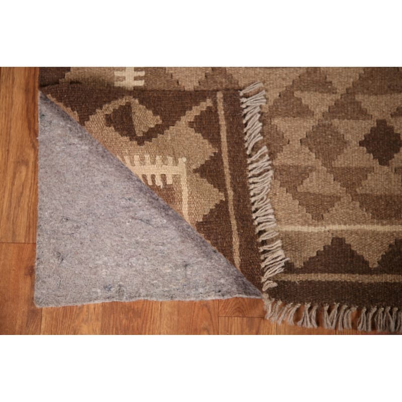 Reversible Kilim Area Rug Flat-weave Geometric Wool Carpet - 3'4" x 5'2"