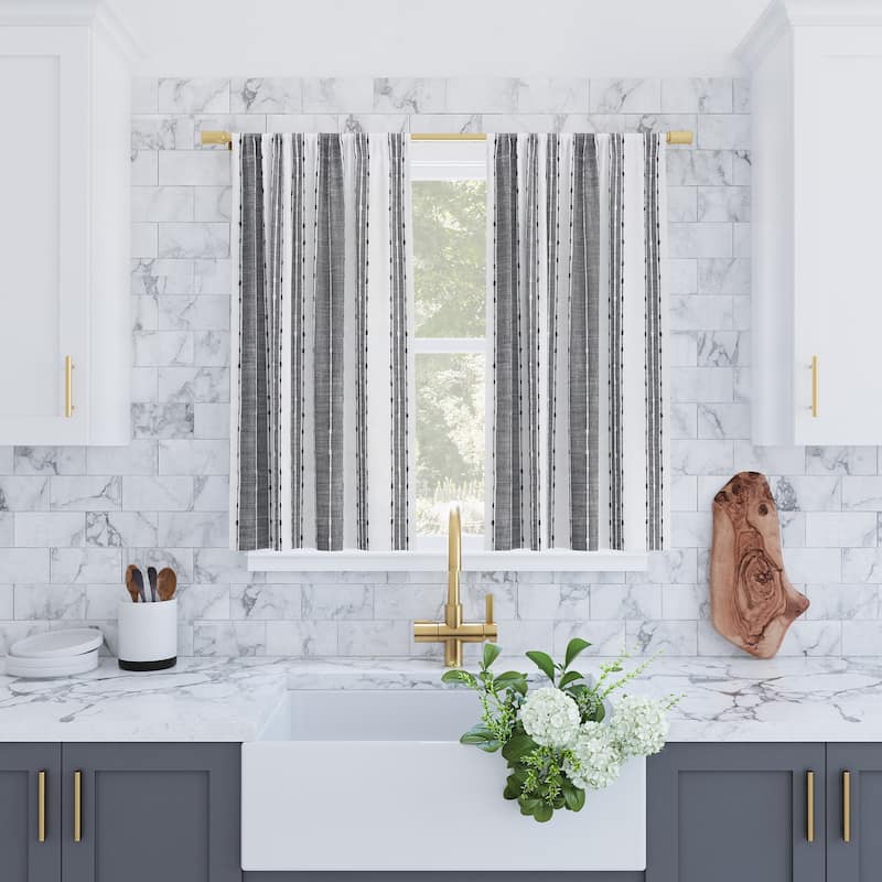 Archaeo Slub Texture Stripe Cotton Cafe Curtain Pair