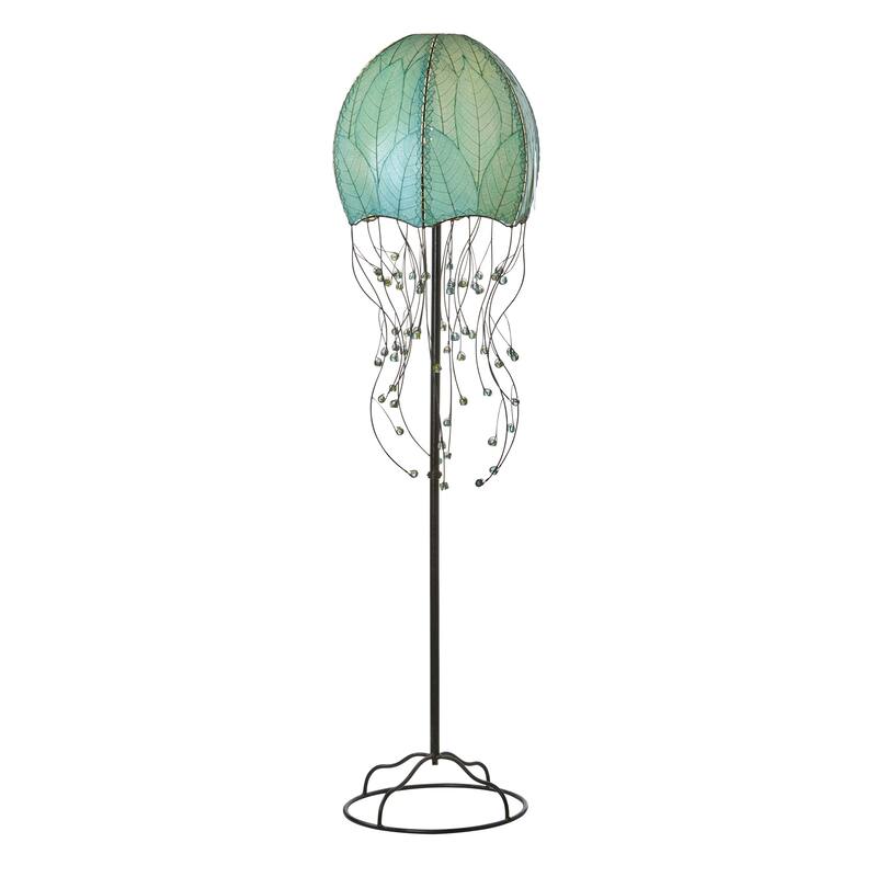 Handmade Jellyfish Large Floor Lamp, Cocoa Leaves Shade, 15 x 15 x 64 in.