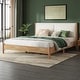preview thumbnail 3 of 17, Christopher Knight Home - Elara Bed with Solid Rubberwood Frame, Boucle Upholstered Headboard  White + Natural  - California King