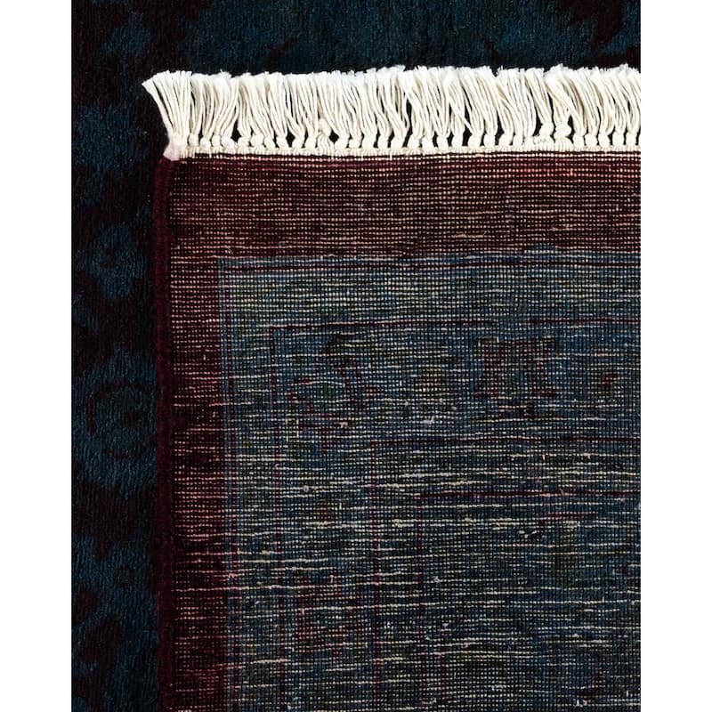 Overton Hand Knotted Wool Vintage Inspired Modern Contemporary Overdyed Blue Area Rug - 8' 2" x 10' 4"