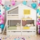 preview thumbnail 14 of 23, Modern Twin Over Twin Bunk Bed With 2 Drawers,1 Storage Box,1 Shelf,Window and Roof for Bedroom