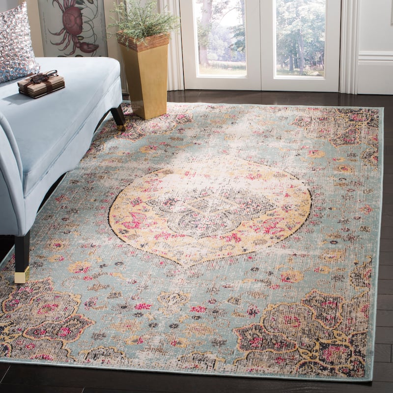 SAFAVIEH Montage Beppina Vintage Indoor/ Outdoor Waterproof Patio Backyard Rug - 8' x 10' - Blue/Multi