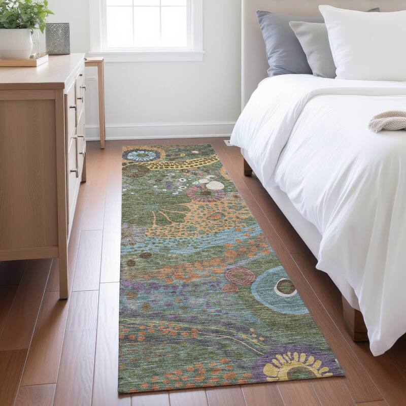 Machine Washable Indoor/ Outdoor Whimsy Floral Chantille Rug