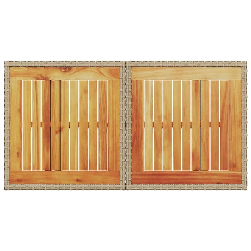 vidaXL Patio Table Rectangular Backyard Garden Poly Rattan and Acacia Wood - 39.4 x 21.7 x 28.7 in