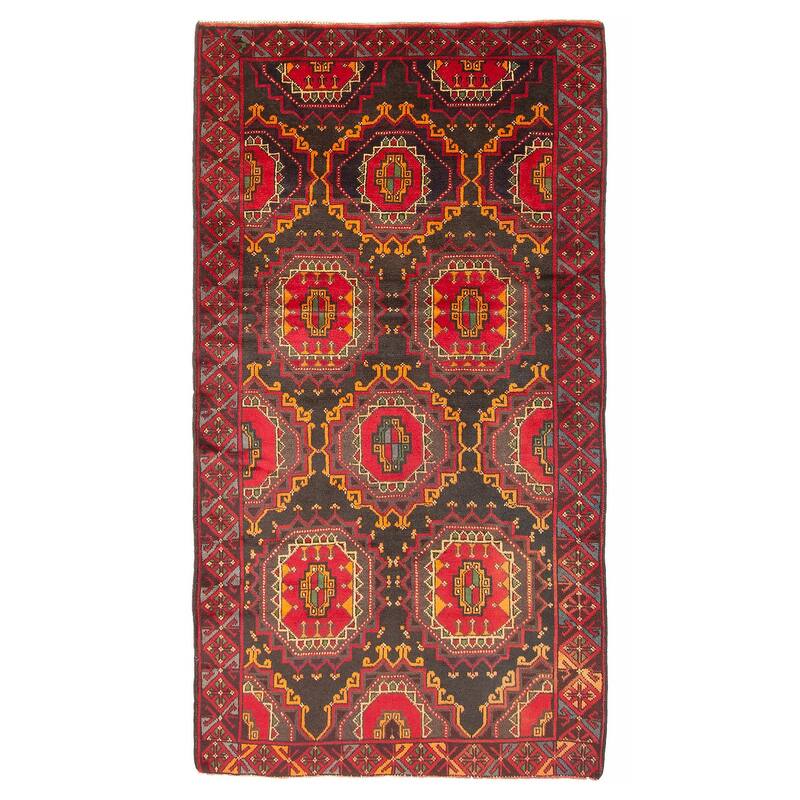 ECARPETGALLERY Hand-knotted Baluch Black Wool Rug - 3'6 x 6'6 - Black - 3'6 x 6'6