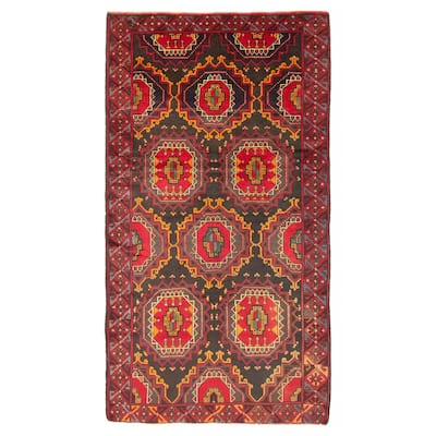 ECARPETGALLERY Hand-knotted Baluch Black Wool Rug - 3'6 x 6'6