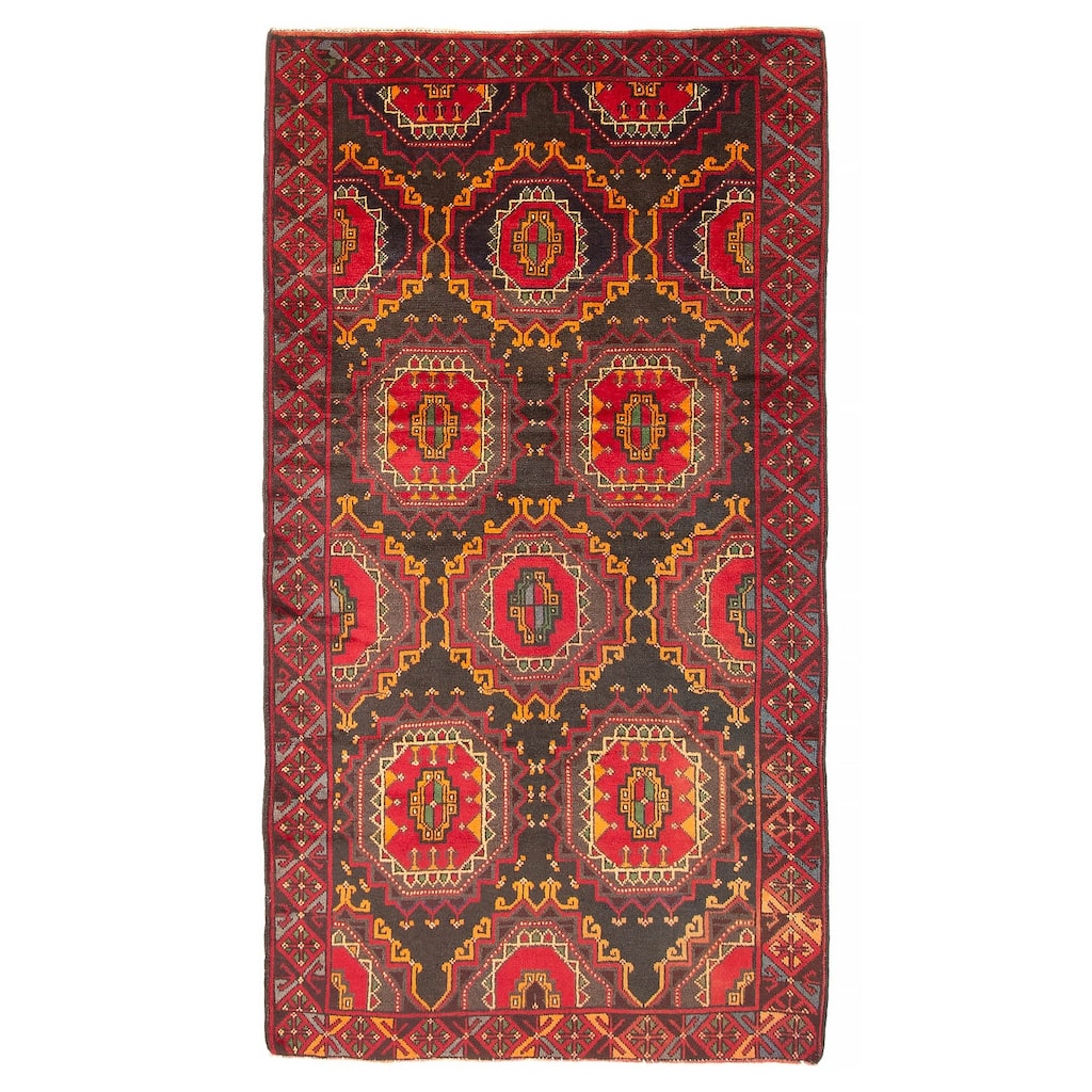 ECARPETGALLERY Hand-knotted Baluch Black Wool Rug - 3'6 x 6'6