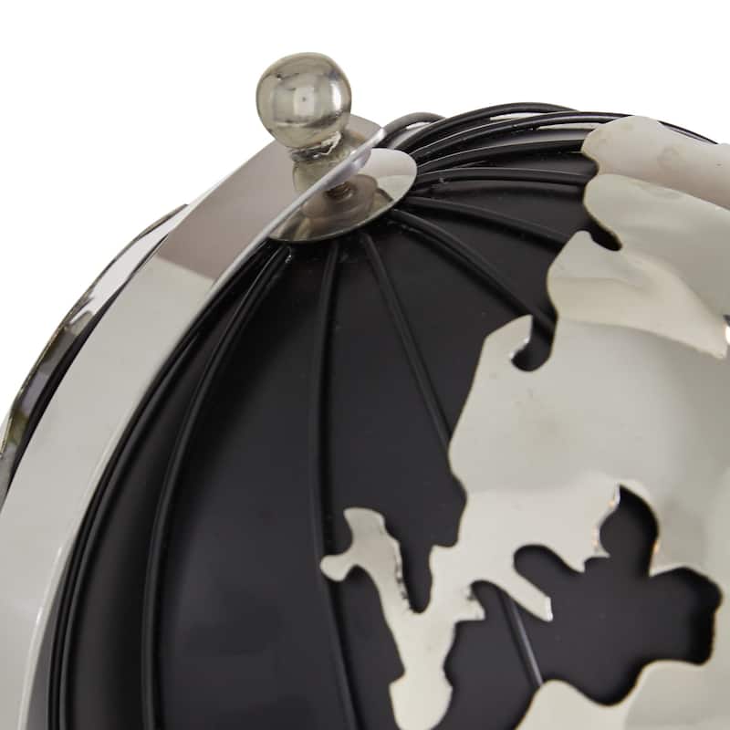 Black Aluminum Globe with Silver Accents