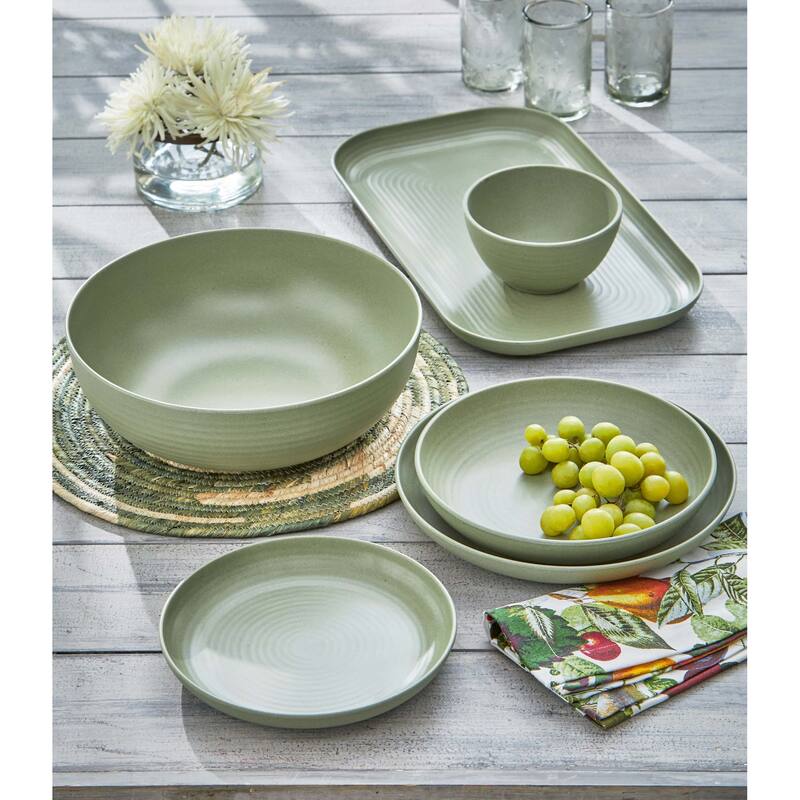 Green Brooklyn Melamine Plastic Dinning Serving Platter Dishwasher Safe Indoor/Outdoor 17x10 inch Serving Platter