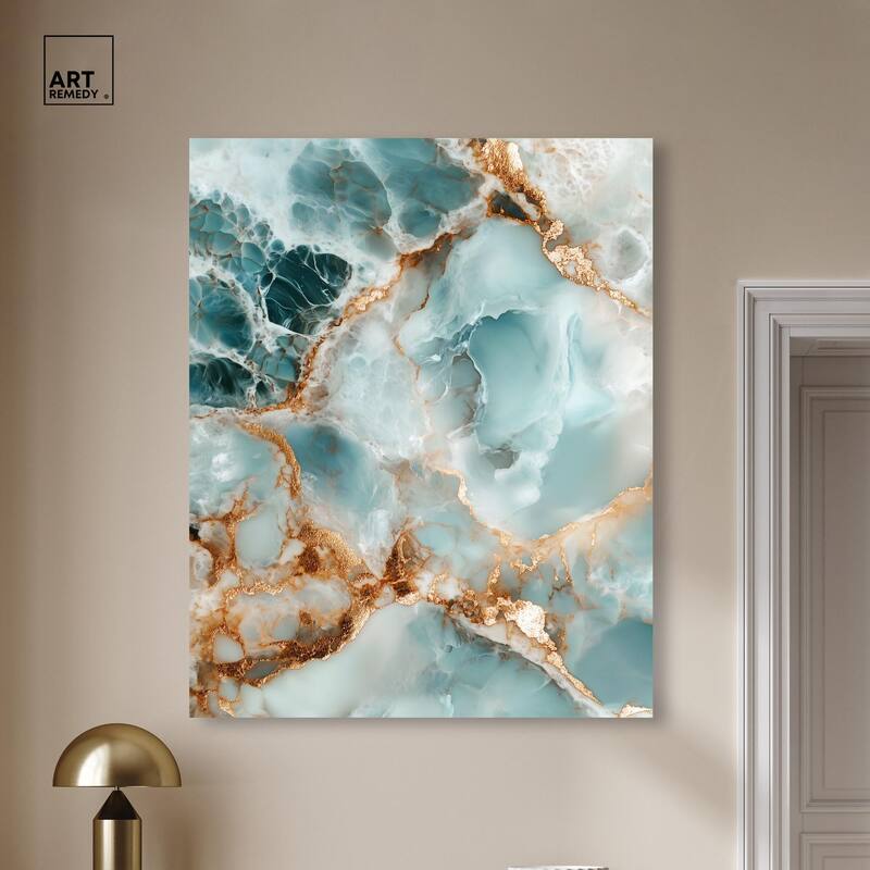 Teal Marble Majesty Canvas by Art Remedy, Gallery Wrapped