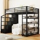 preview thumbnail 2 of 11, Full Size Metal Loft Bed with Storage Shelves & Cabinets, Space-Saving Heavy Duty Loft Bed Frame with Wardrobe & Staircase