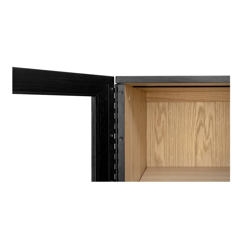 NADAAL STUDIOS Corwin Display Cabinet, Two-Tone Solid Ash Frame with Tempered Glass Doors, Black