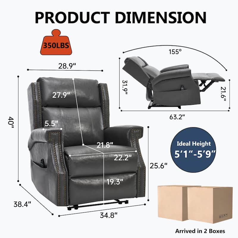 Manual Recliner Chair in Faux Leather for Living Room with Heavy Duty Motion Mechanism, 8 vibrating nodes