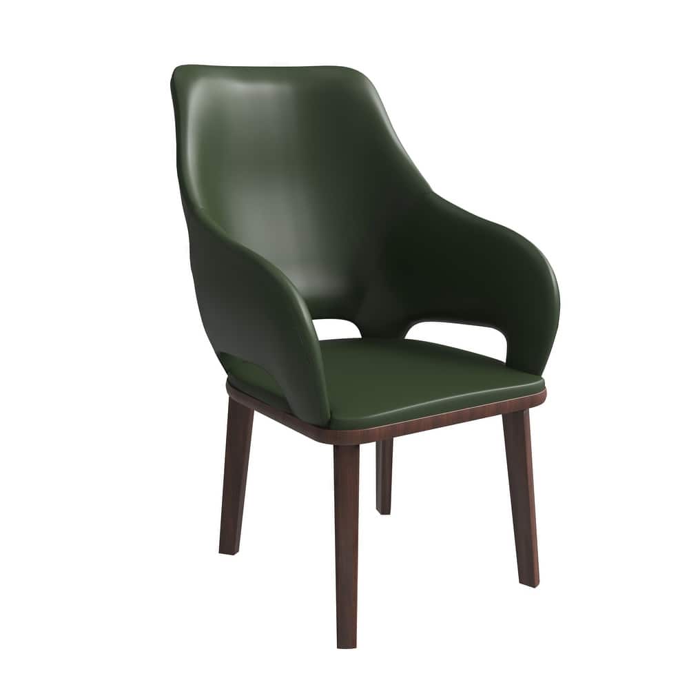 LeisureMod Vivara Leather Upholstered Dining Chair with Padded Seat - Mid-Century Arm Chair for Home Office Bar & Kitchen