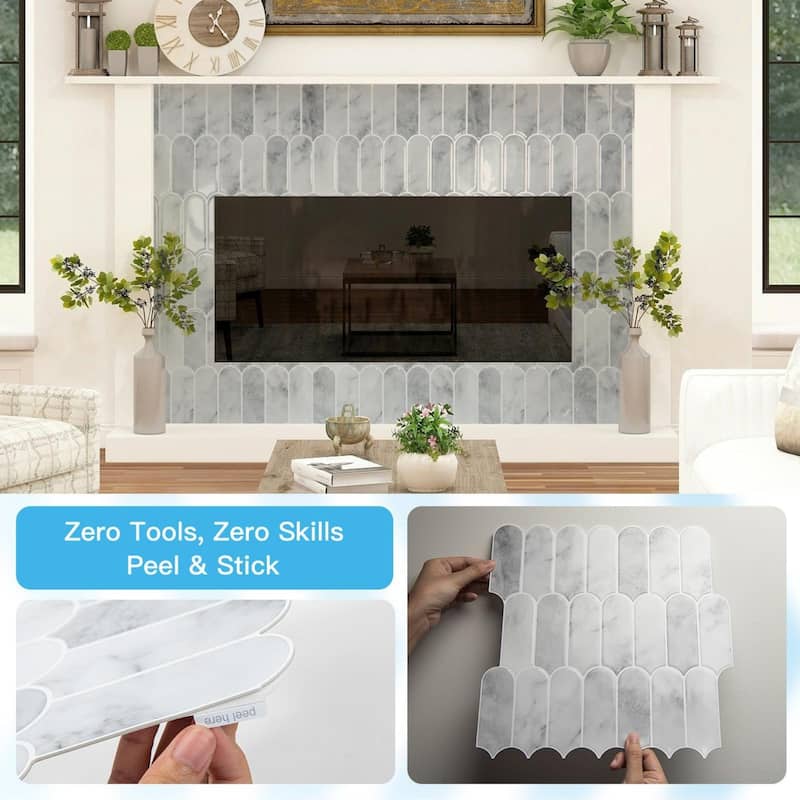Art3d 10pcs Peel and Stick Backsplash Thickened Tiles, 12''x12'', Cover 10 Sq.Ft. - N/A