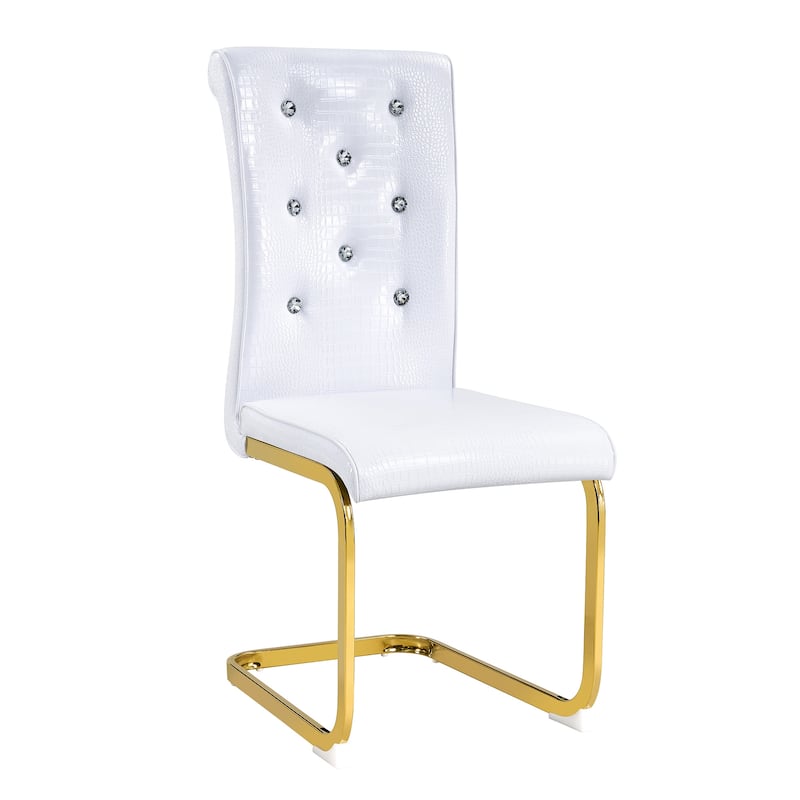 Dining Chair Side Chair Kitchen Chair Leisure Chair Lounge Chair White Gold Office Chair Armless Chair with Metal Legs
